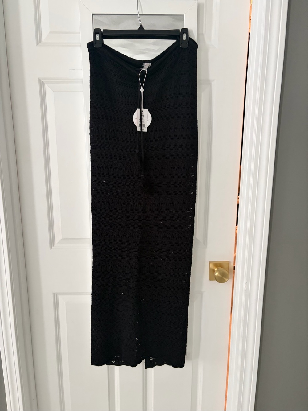 PQ Swim Black Crochet Maxi Swim Coverup Skirt